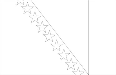 Bosnia and Herzegovina flag outline with black and white color.