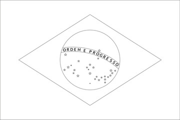 Brazil flag outline with black and white color.