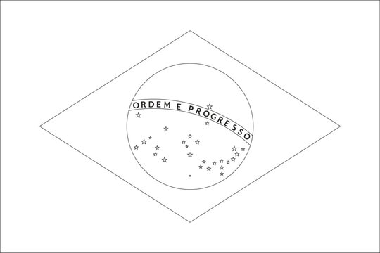 Brazil flag outline with black and white color.