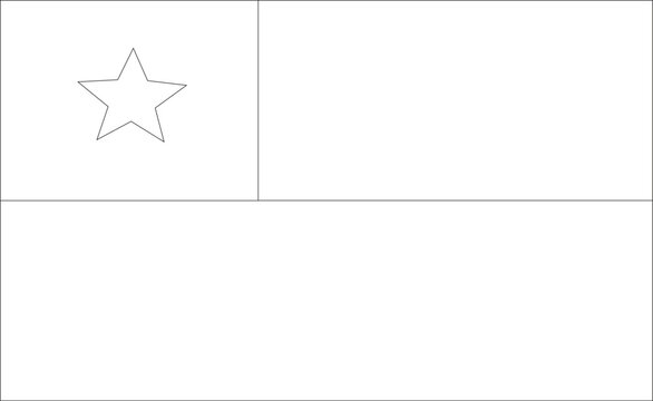 Chile flag  outline with black and white color.