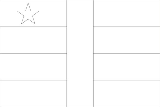 Central African Republic flag outline with black and white color.