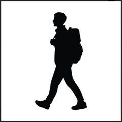 Silhouette of a person walking with backpack