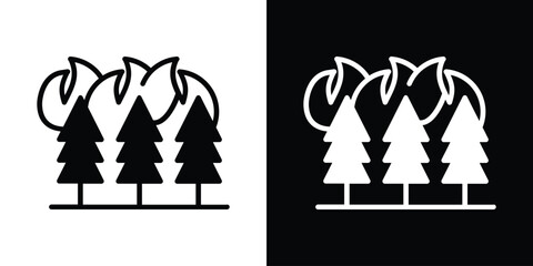Wildfire disaster icon collection. line stroke icon. EPS 10