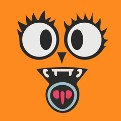 Funny Cartoon Emotion. Positive Graphic Design.