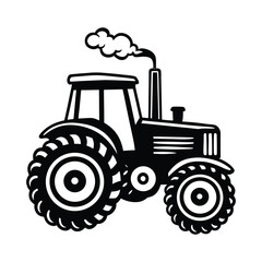 Black and White of a Tractor with Exhaust Smoke 