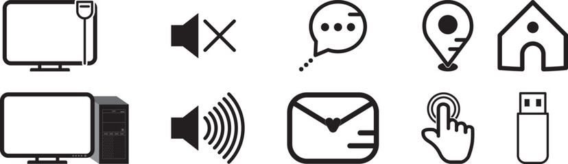 ICONS OF COMPUTER ACCESSORIES,COMPUTER ICON, VOICE ICON, MAIL ICON