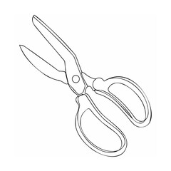 Line Art Black and White Metal Scissors Illustration