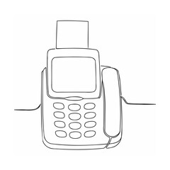 Single Line Art Drawing Black and White Payment Terminal