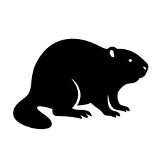 Fototapeta premium Silhouette of a Beaver with Smooth Curves on White Background