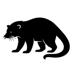 Obraz premium Black Silhouette of a Binturong with Curved Tail on White Background