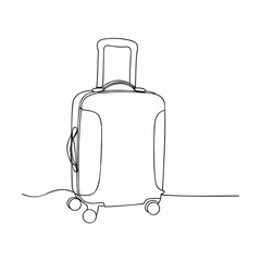 Single Line Drawing Rolling Suitcase Black White luggage
