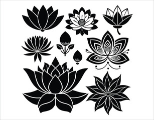 Fototapeta premium Black and White Lotus Vector Art
