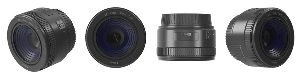 camera lens isolated in different .