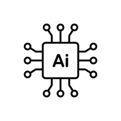 Artificial intelligence ai chip microchip icon