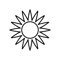 Simple line art sun icon graphic design