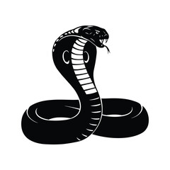Black and White Cobra Illustration Venomous Snake Reptile Wild Animal Graphic Design Element