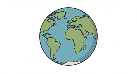 Stylized globe illustration showcasing continents on a clean white backdrop