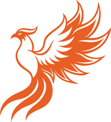 Phoenix Silhouette Line Art Vector Illustration On White Background