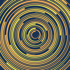 Naklejka premium Blue abstract background with orange and yellow circle lines vortex. technology hi-tech futuristic template. Vector illustration.
