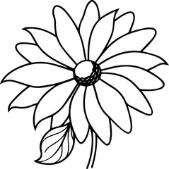 Black eyed susan flower black outline vector and illustration, coloring book page
