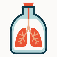 Lungs inside a bottle vector art illustration
