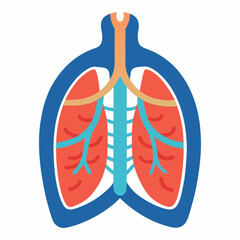 Vector art illustration of the inside of the human chest