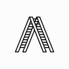 Two step ladders icon line art graphic