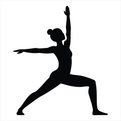 Female Yoga Reverse Warrior Pose Silhouette Vector Illustration - Minimalist Woman Practicing Fitness, Balance, and Mindfulness for Health & Wellness Graphics