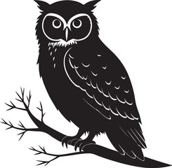 Fototapeta premium Owl vector illustration black and white graphic design art image on a white background