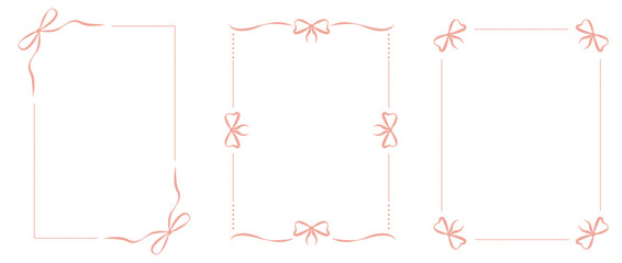 Set with pretty ribbon and bow borders in pink