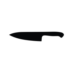 Black chefs knife silhouette kitchen utensil cooking tool culinary icon sharp blade professional grade  food preparation restaurant supply