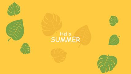 Flat Design Colorful Tropical Leaves Illustration for Summer Background or Decorative Template