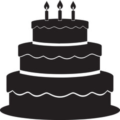 Celebration Cake Silhouette in Black | Party Dessert Icon Illustration Vector Format