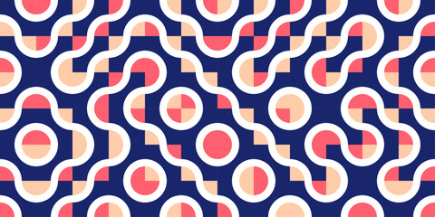 Seamless abstract pattern with curved shapes and vibrant colors