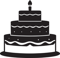 Celebration Cake Silhouette in Black | Party Dessert Icon Illustration Vector Format