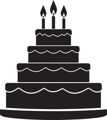 Celebration Cake Silhouette in Black | Party Dessert Icon Illustration Vector Format