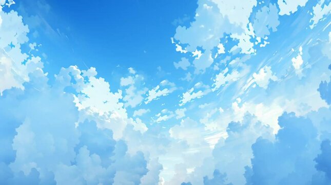 イラストの雲が流れる