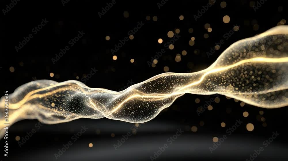 Poster golden abstract stream: a mesmerizing visual, a luminous golden stream gracefully flows through the 