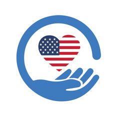 American flag in heart shape vector illustration

