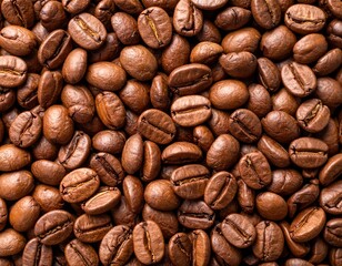 Naklejka premium coffee beans and a spoon of roasted arabica