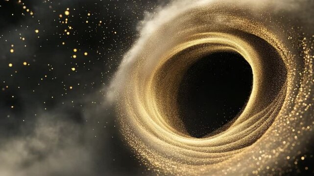 Black Hole Spectacle: A captivating image of a black hole, showcasing its gravitational pull with radiant light and swirling dust against a backdrop of the cosmos.