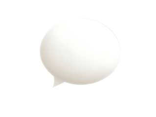 Plain white thought bubble with smooth edges, perfect for adding text or symbols, isolated on transparent background