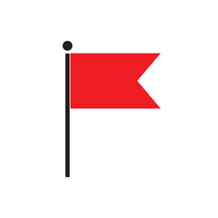 Tall triangular gradient red flag icon with black pole