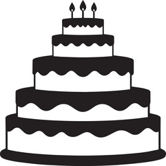 Celebration Cake Silhouette in Black | Party Dessert Icon Illustration Vector Format