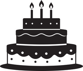 Celebration Cake Silhouette in Black | Party Dessert Icon Illustration Vector Format