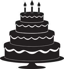 Celebration Cake Silhouette in Black | Party Dessert Icon Illustration Vector Format