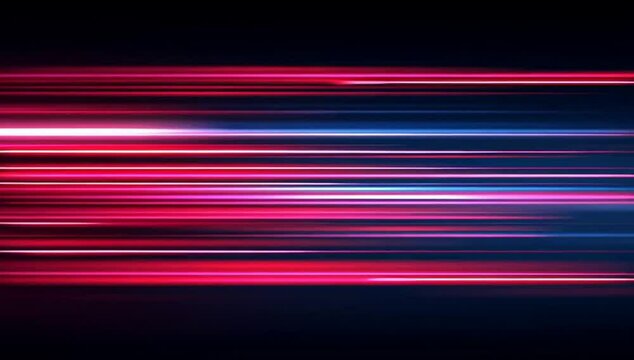 A background with neon pink and red lines, representing fast data transfer speed on a dark blue background Abstract vector illustration of light-glowing horizontal stripes in motion Generative AI