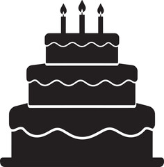 Celebration Cake Silhouette in Black | Party Dessert Icon Illustration Vector Format