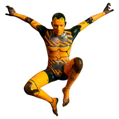 3D Rendering Male Robot on White