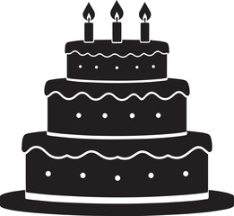 Celebration Cake Silhouette in Black | Party Dessert Icon Illustration Vector Format